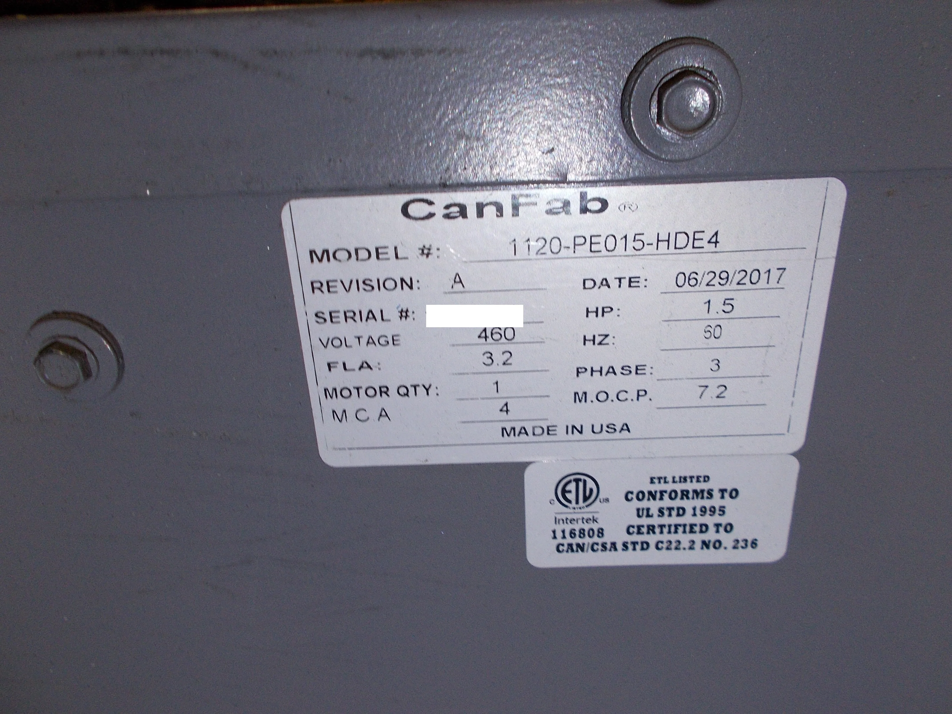 1 1/2 HP Power Exhuast Economizer 460/60/3 - Image 4