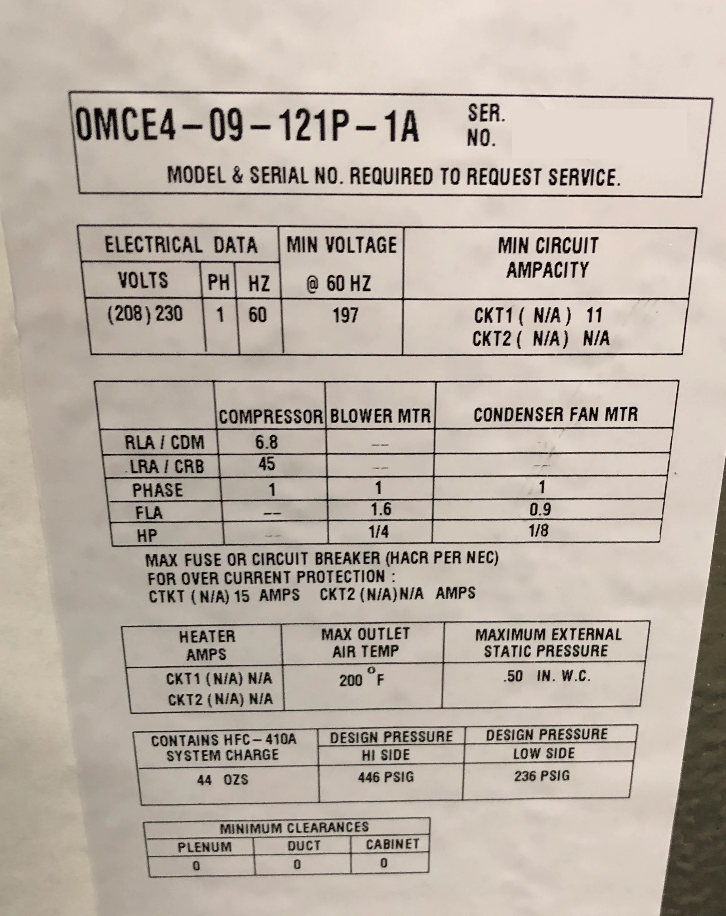 1 Ton Magic-Pak Series Upflow Electric Cooling Packaged Unit; 9 EER, 208-230/60/1, R-410A, CFM:450 - Image 4