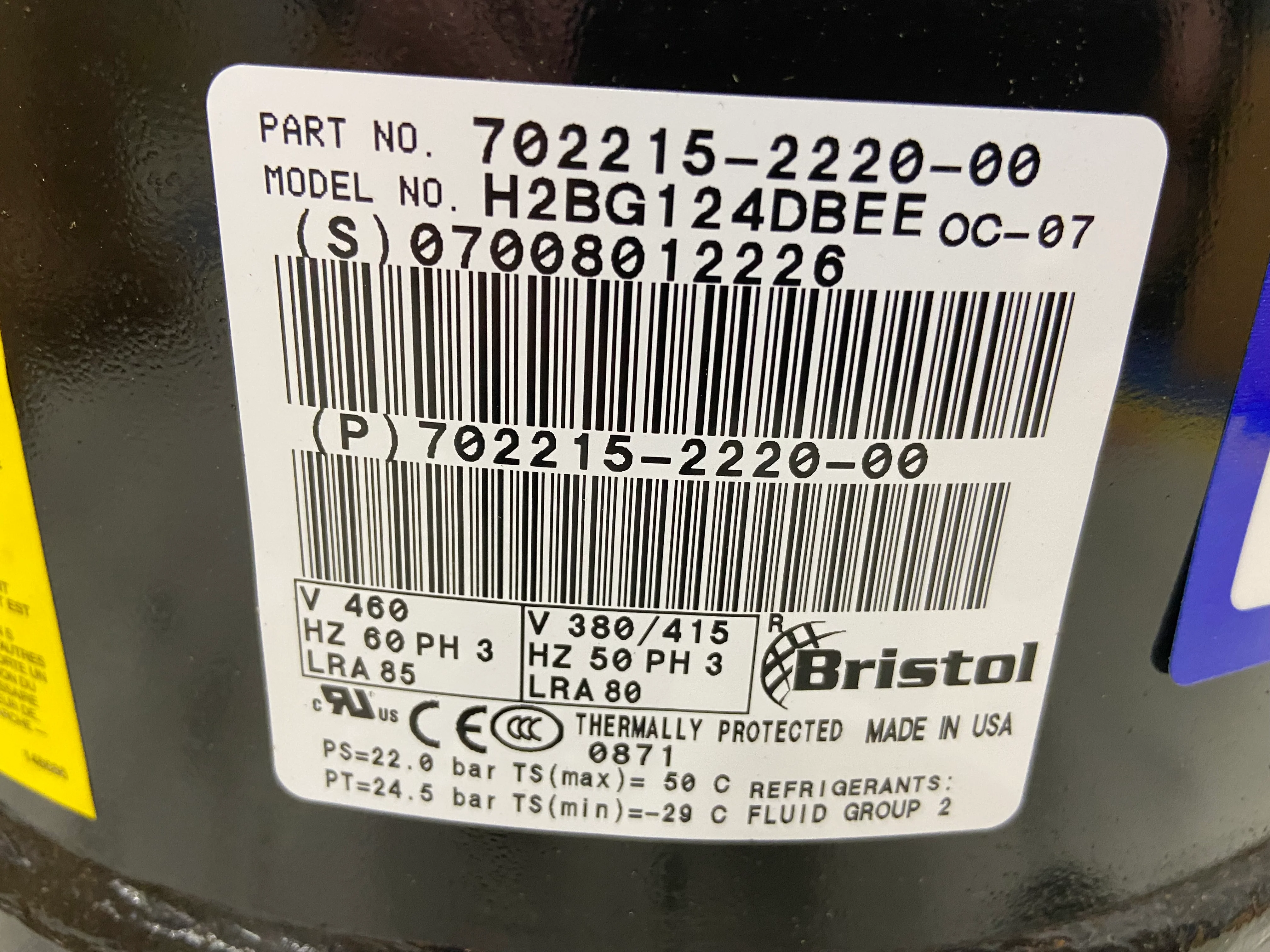 10 Ton AC/HP Hermetic Compressor 380-415/460/50-60/3 R-22 - Image 3