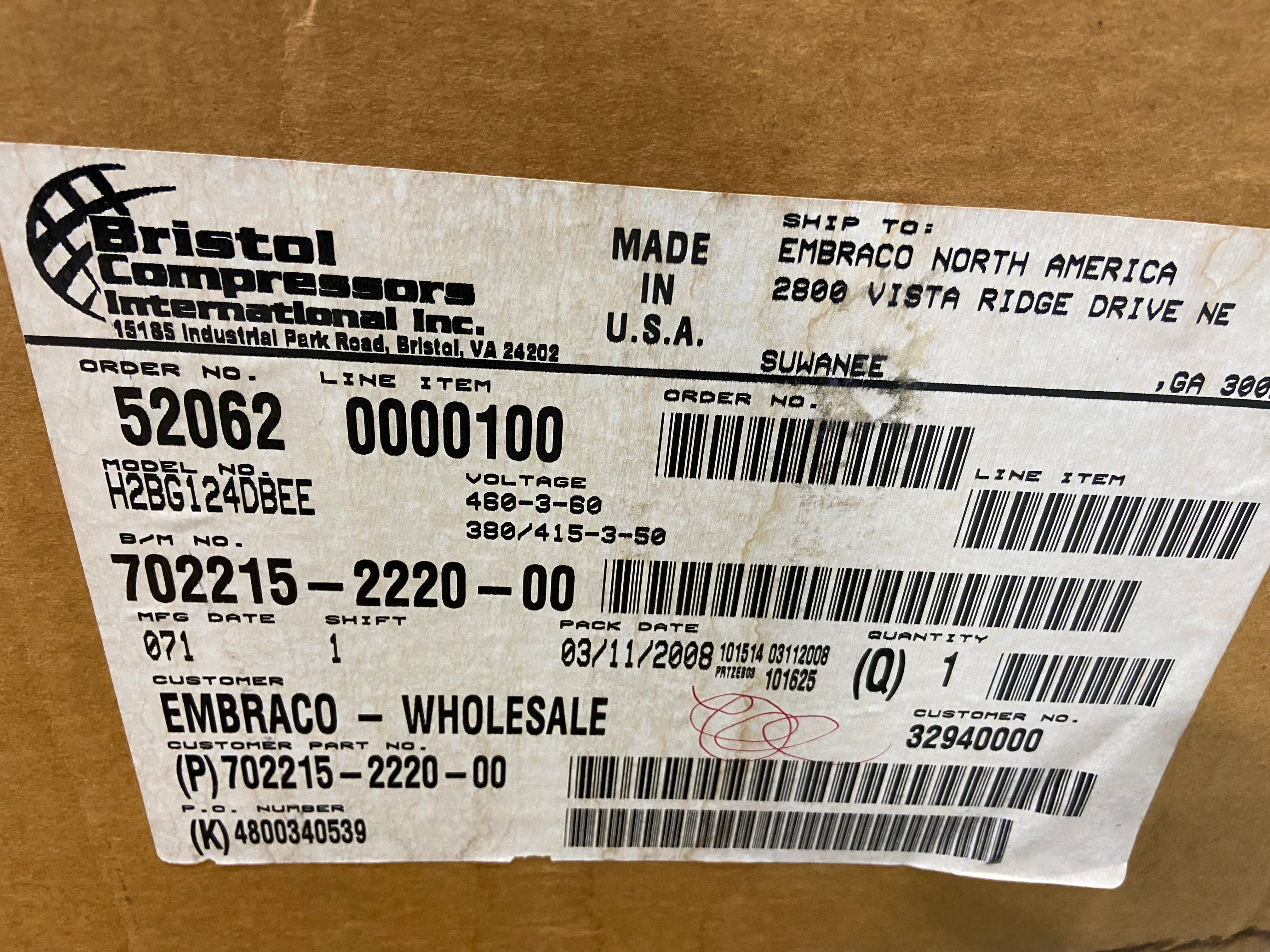 10 Ton AC/HP Hermetic Compressor 380-415/460/50-60/3 R-22 - Image 5