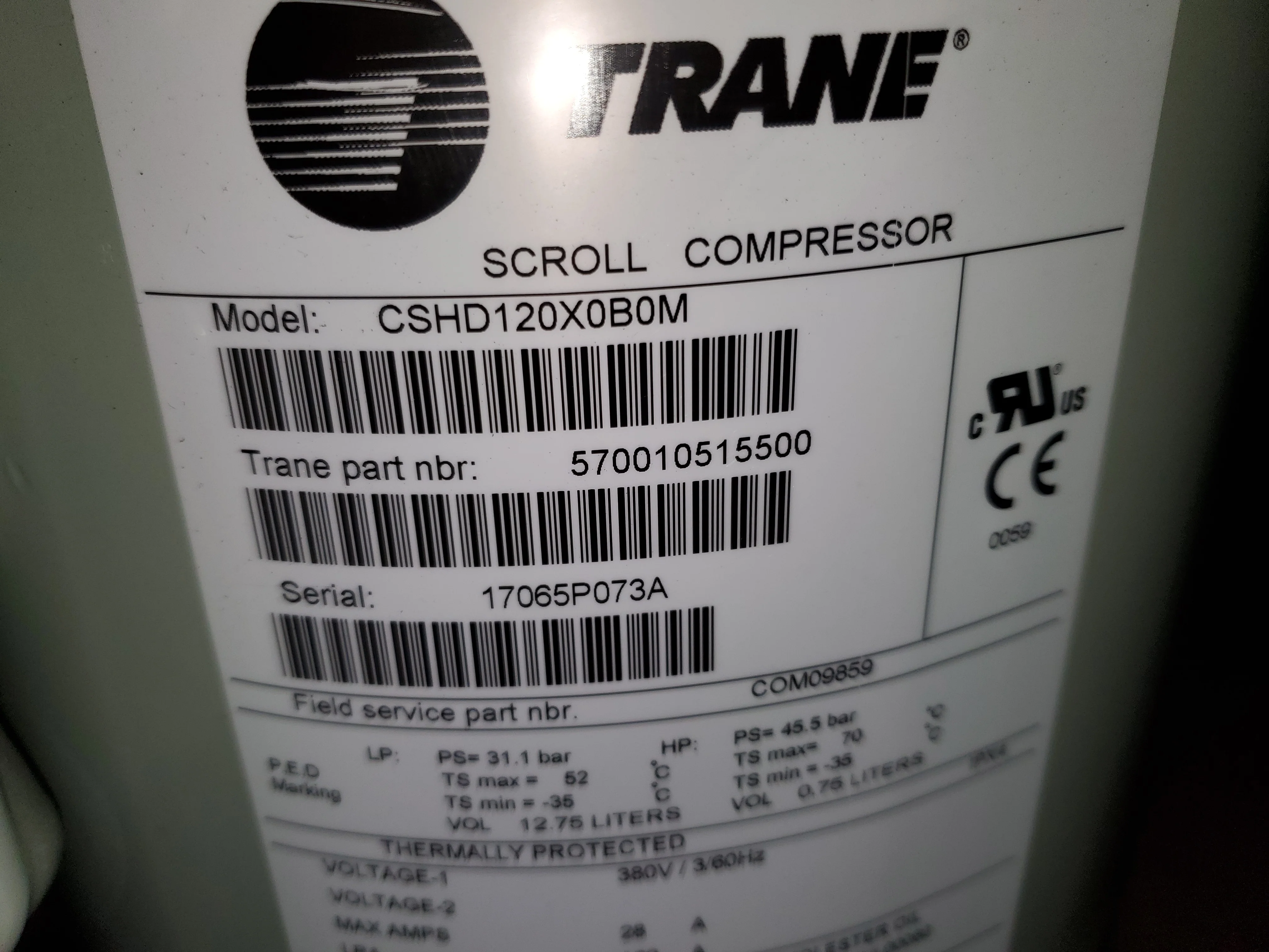 10 Ton AC/HP Scroll Compressor, 380/60/3 R-410A - Image 3