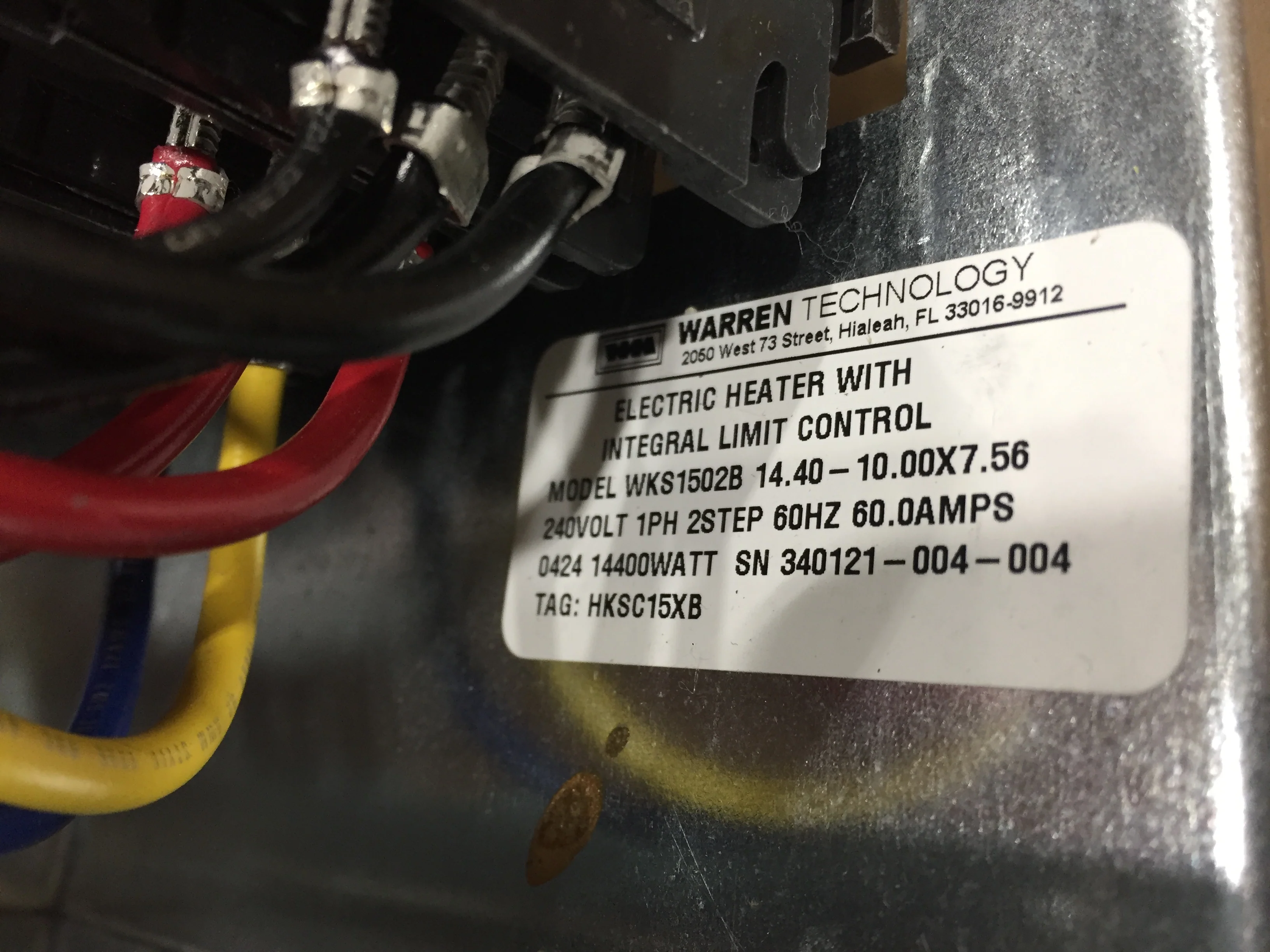 15 kW Electric Heat Kit w/Integral Limit Control; 240/60/1, 60 Amps - Image 5