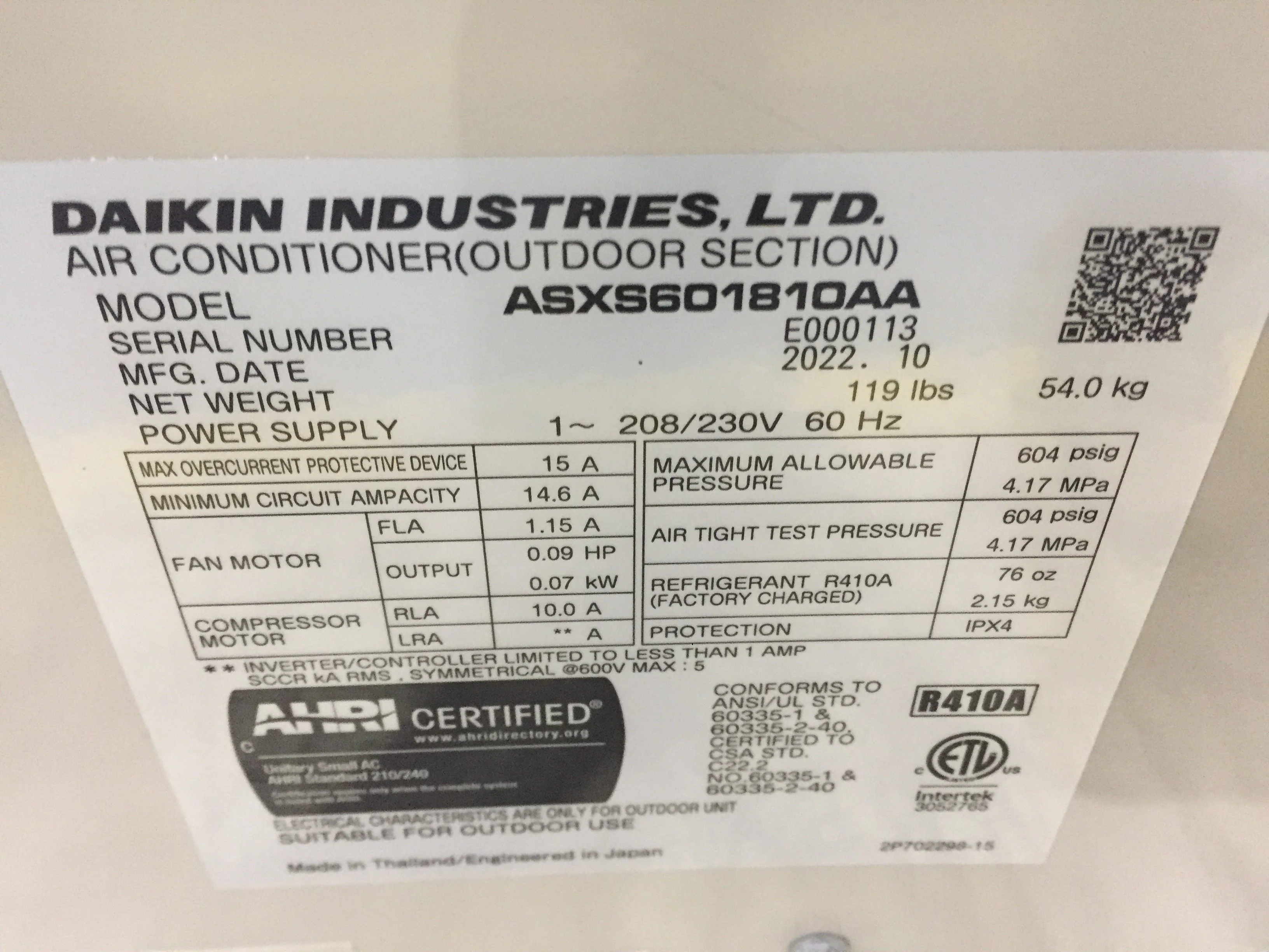 1.5 Ton Split-System 2 Stage Comm Inverter Var Spd Air Conditioner 208-230/60/1 R410A 16 SEER - Image 4