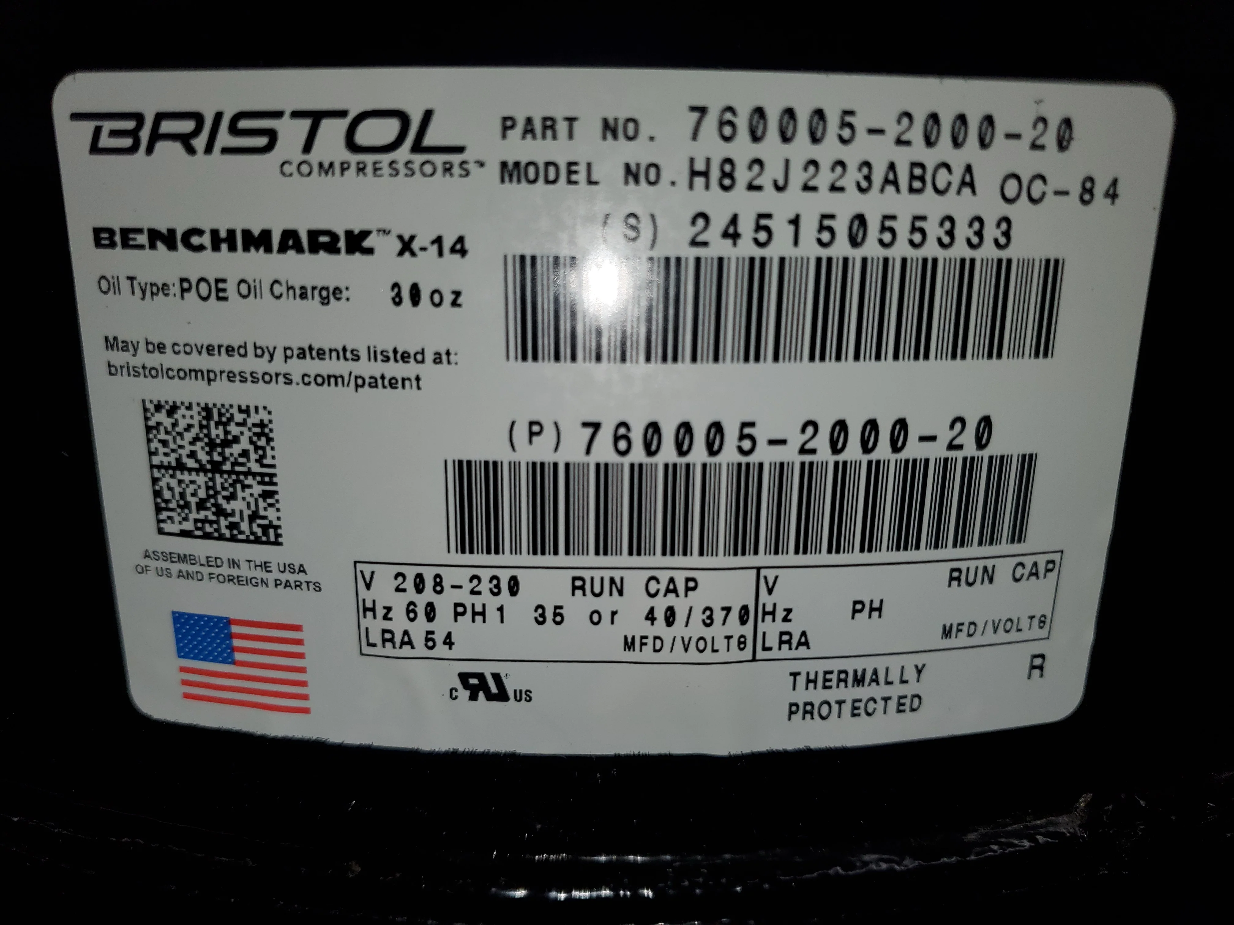 2 Ton AC/HP "Benchmark" Model High Temp Reciprocating Compressor 208-230/60/1 R410A - Image 3