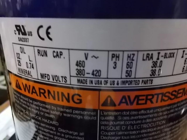 2-2/3 Ton High Temp AC Scroll Compressor, 460/380-420/60/50/3 R-22 - Image 6
