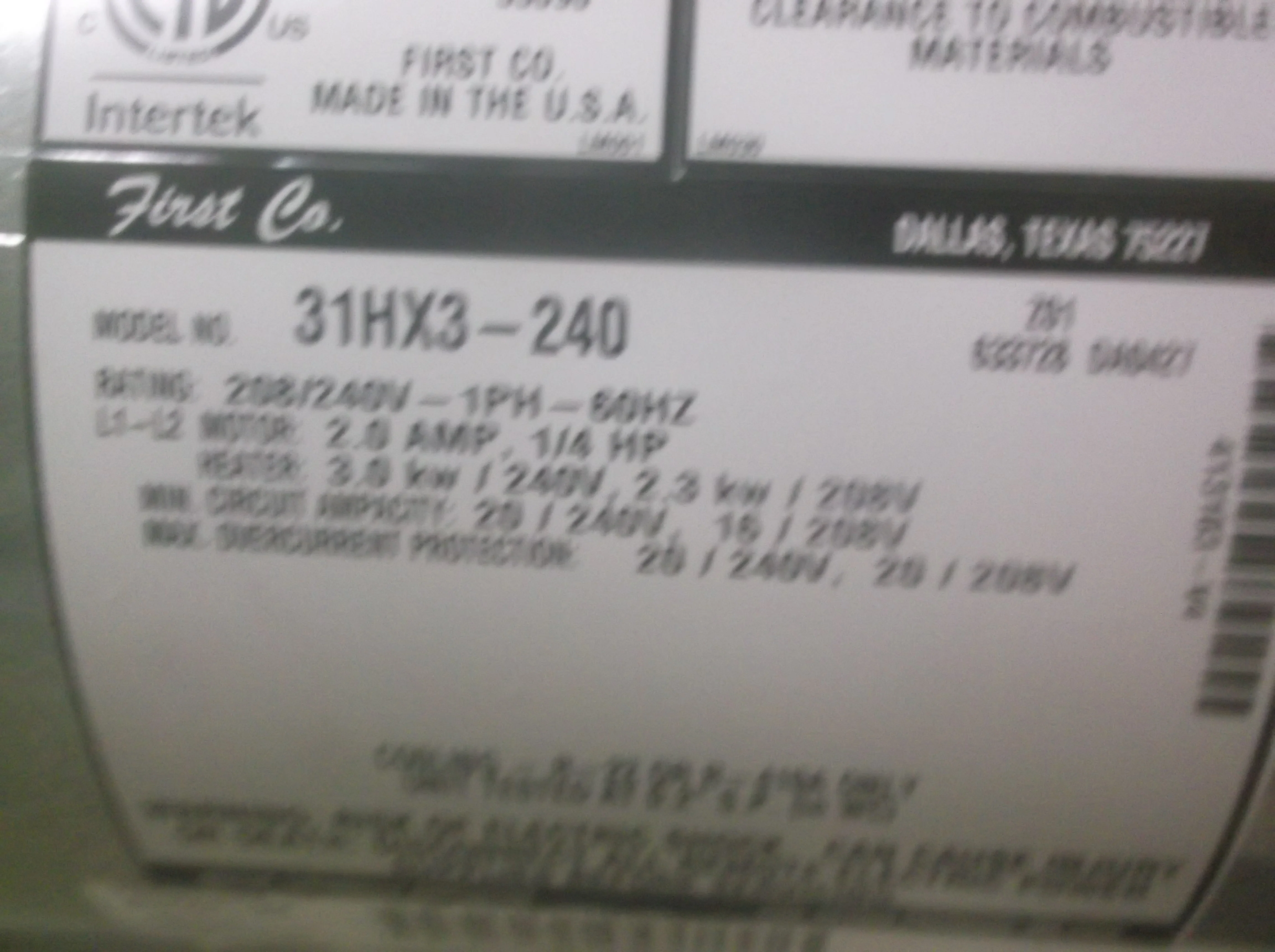 2.5 Ton AC/HP Horizontal Ceiling Mount Fancoil; 3 KW Heat, 13 SEER, 208-230/60/1, R-410A - Image 4