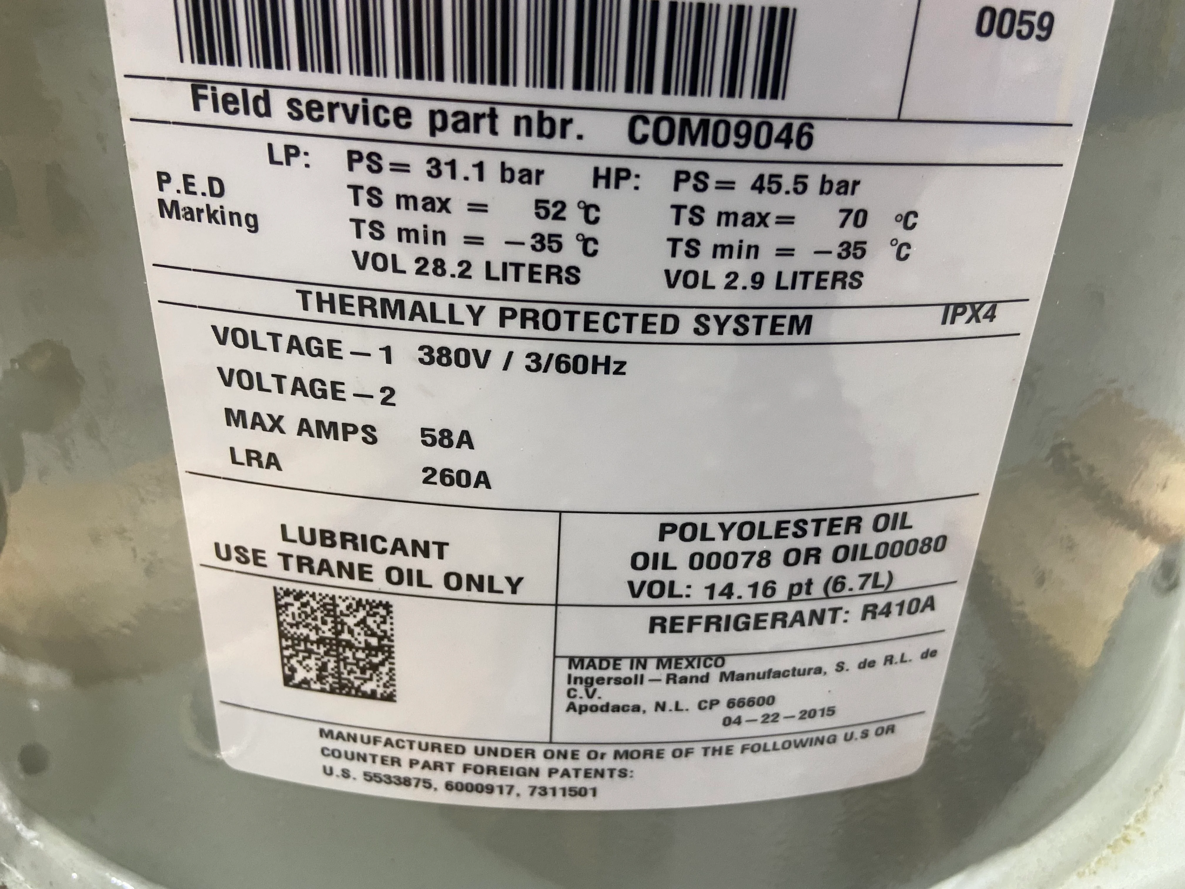 25 Ton AC/HP Scroll Compressor 380/60/3 R-410A - Image 4