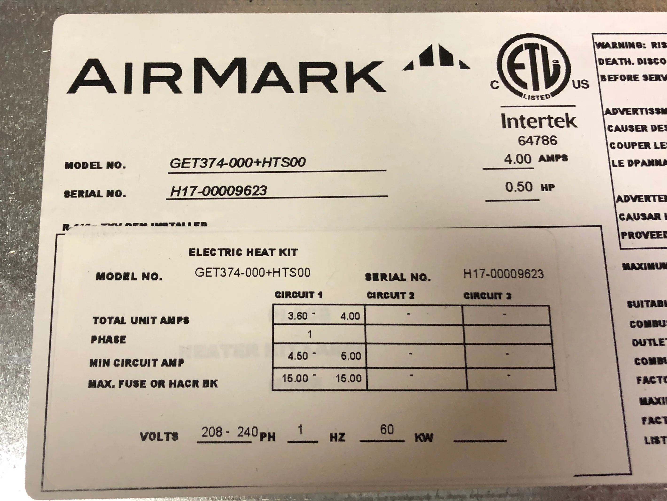 3 Ton AC/HP Get Series Horiz Cased Ceiling Mtd Hi Eff Fancoil/W Const Torq ECM Mtr - Image 4