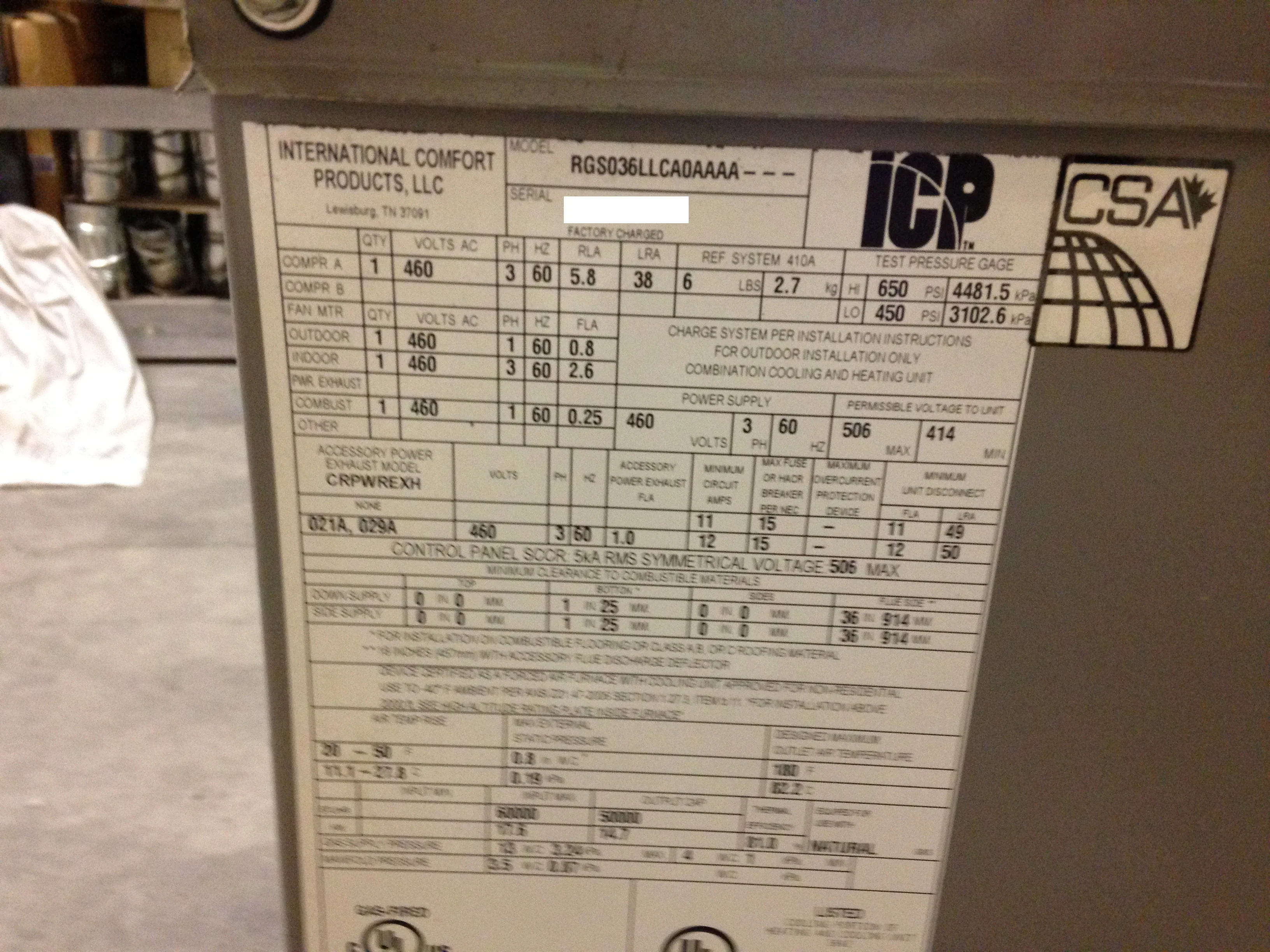 3 Ton Convertible Gas/Electric Packaged Unit, 13 SEER 81% 460/60/3 R-410A - Image 5