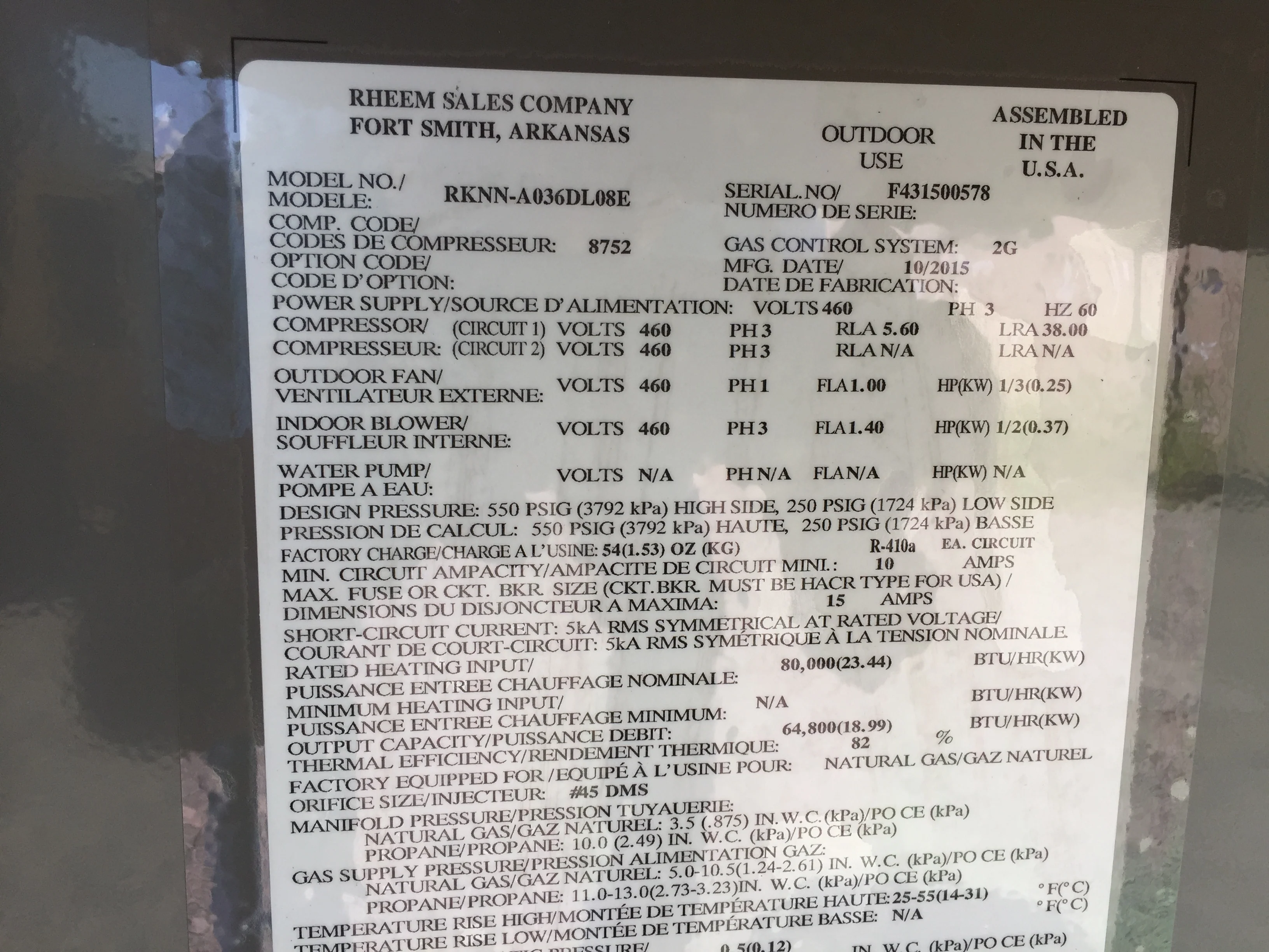 3 Ton Convertible Natural Gas/Electric Packaged Unit, 13 SEER 81% 460/60/3 R-410A - Image 4