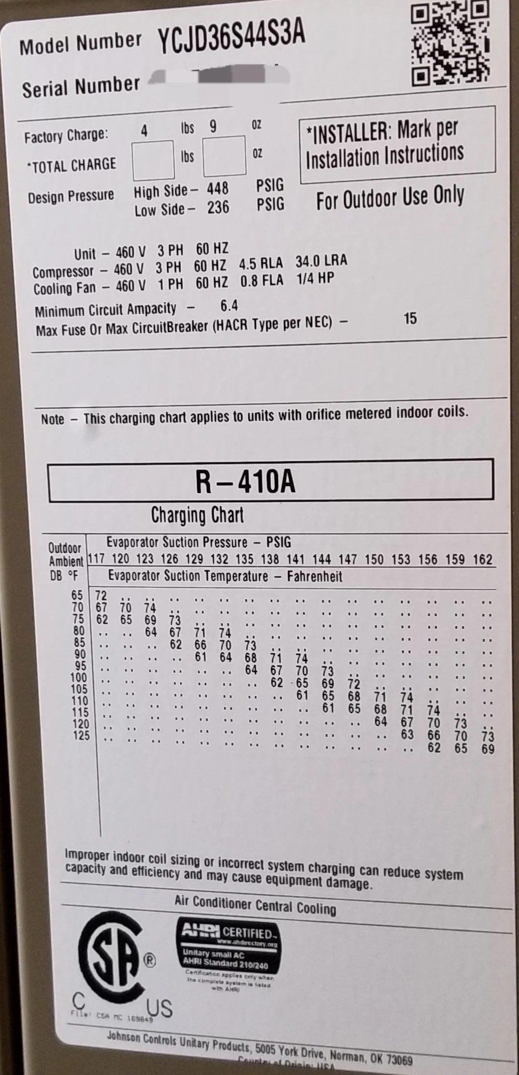 3 Ton Split System Air Conditioner; 13 SEER, 460/60/3, R-410A - Image 5