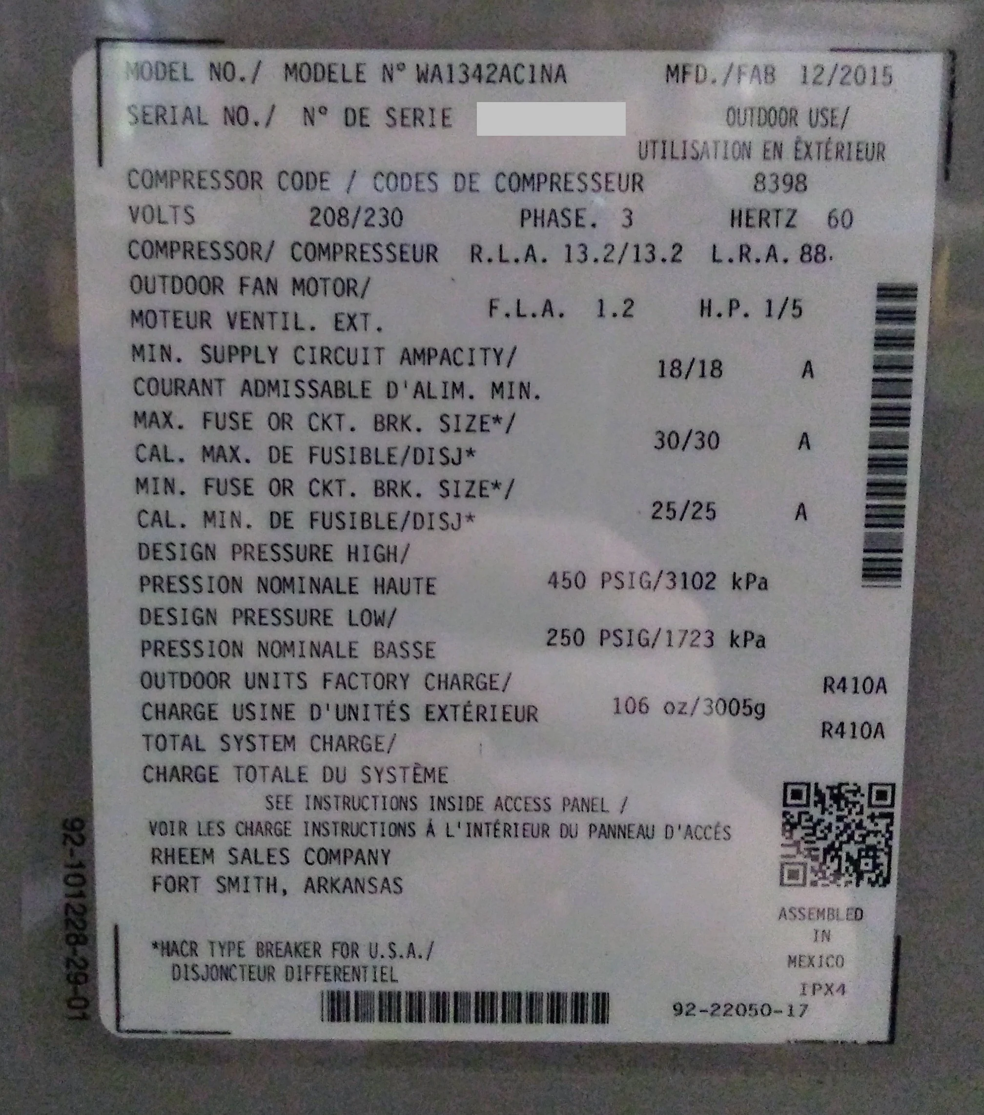 3.5 Ton Split-System Air Conditioner, 13 Seer 208-230/60/3 R-410A - Image 5