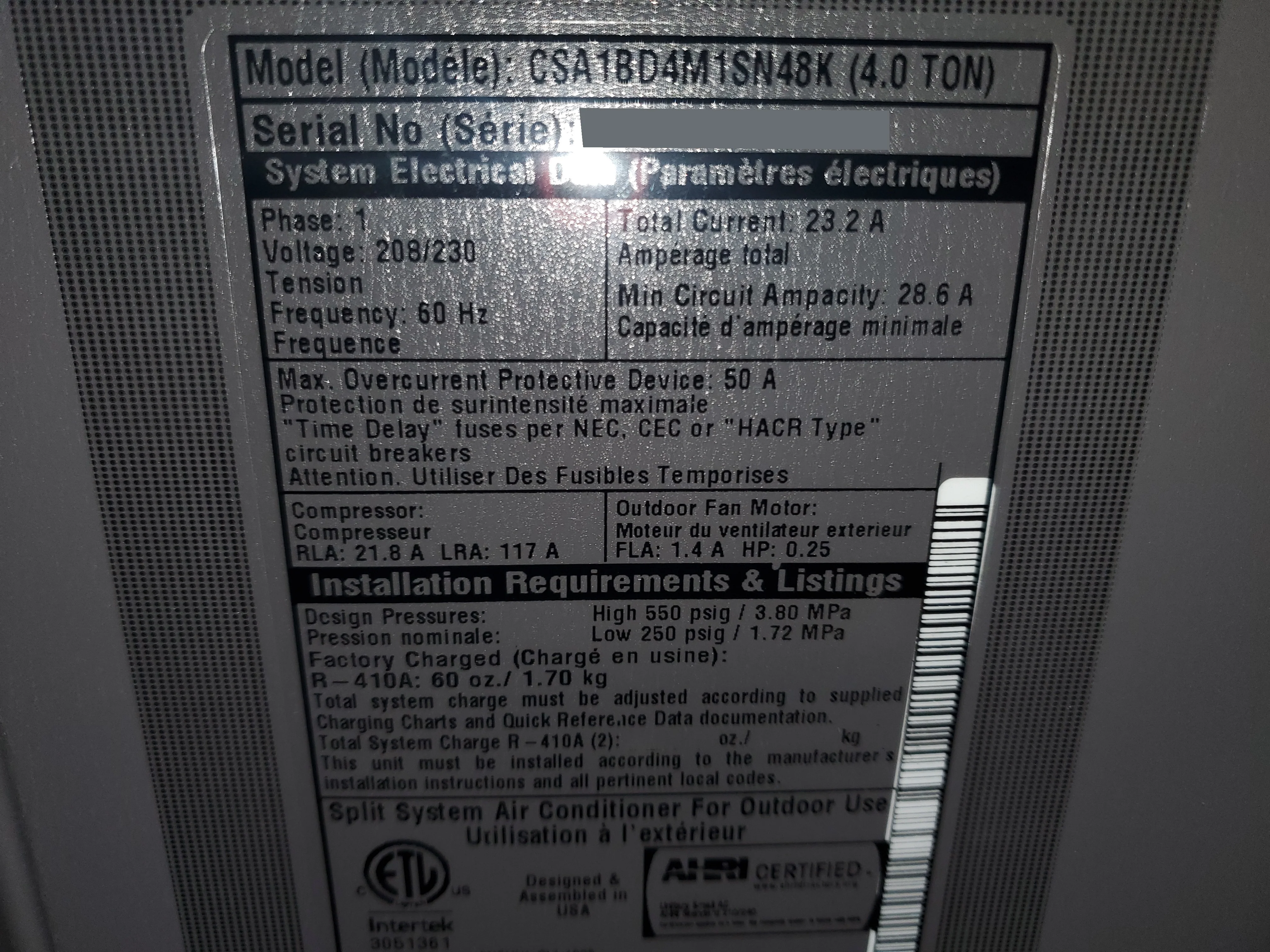 4 Ton "M 120" Series Split System Air Conditioner, 13 SEER 208-230/60/1 R-410A - Image 5