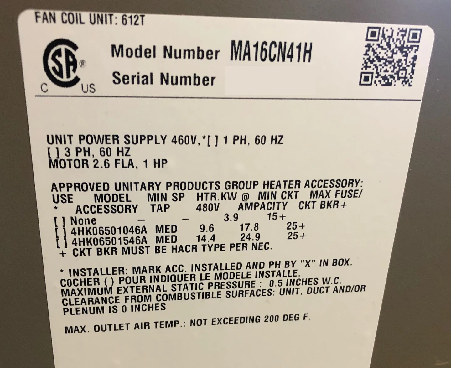 4 Ton AC/HP Multiposition Air Handler/Less Coil, 460/60/3 CFM:1600 **Coil Not Included** - Image 5