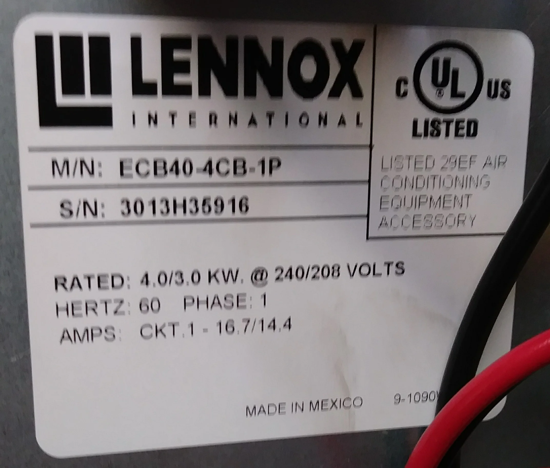 4.0/3.0 kW Electric Heat Kit w/Fuse Block, 208-240/60/1 - Image 4