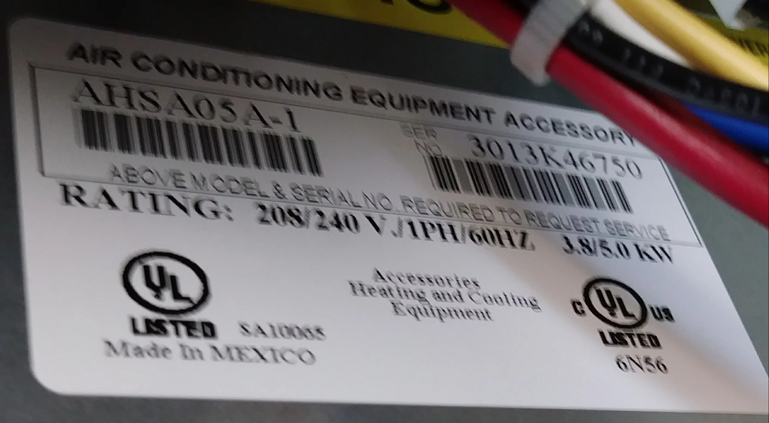 5/3.8 kW Electric Heat Kit w/Fuse Block, 208-240/60/1 - Image 4