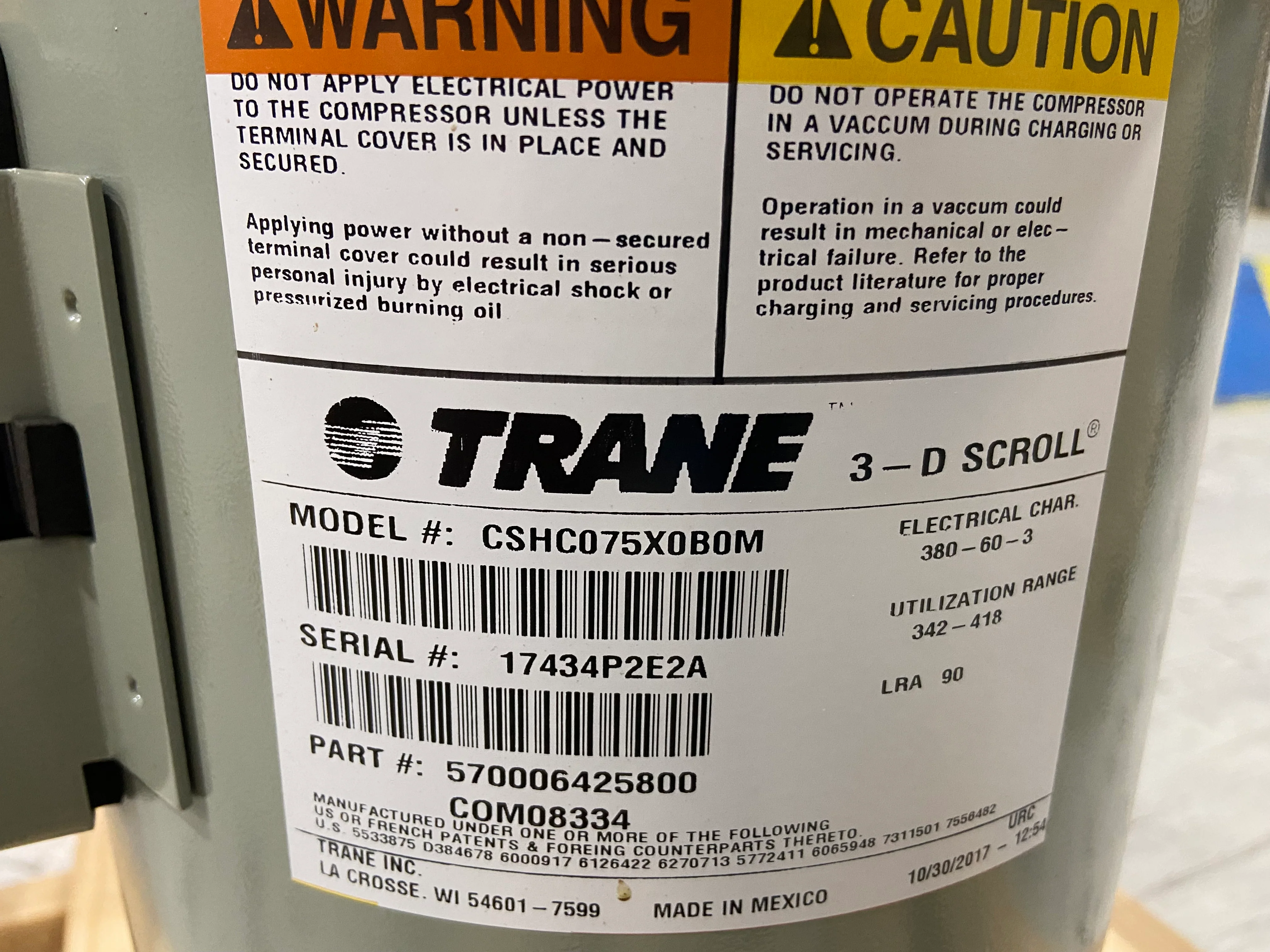 7 1/2 Ton Ac/HP Scroll Compressor 380/60/3 R-410A - Image 3