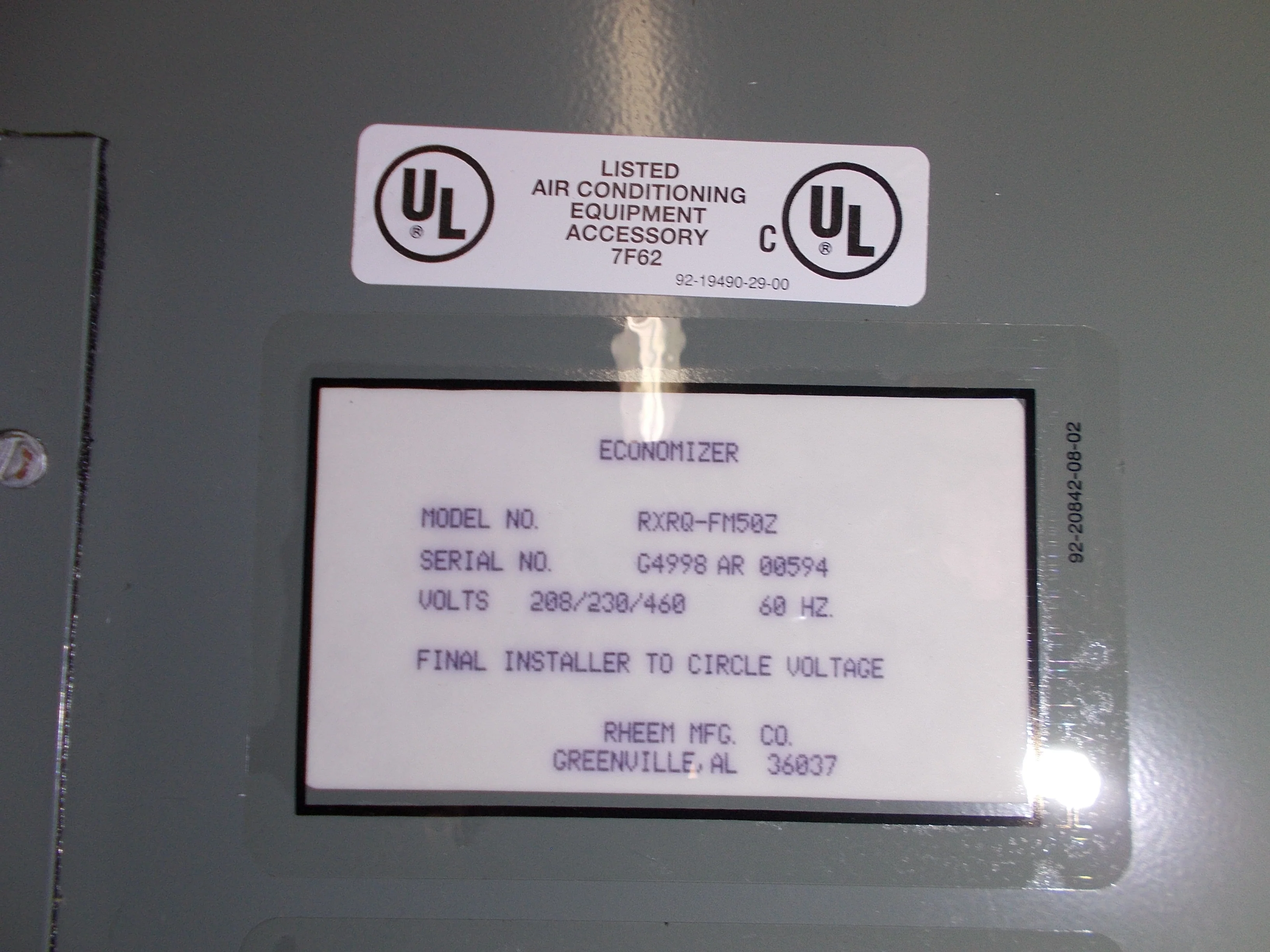 7-1/2 Ton Downflow/Sideflow Economizer w/Relief Damper 208-230-460/60 - Image 6