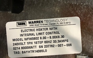 8 kW Electric Heat Kit w/Integral Limit Control, 240/60/1 - Image 4