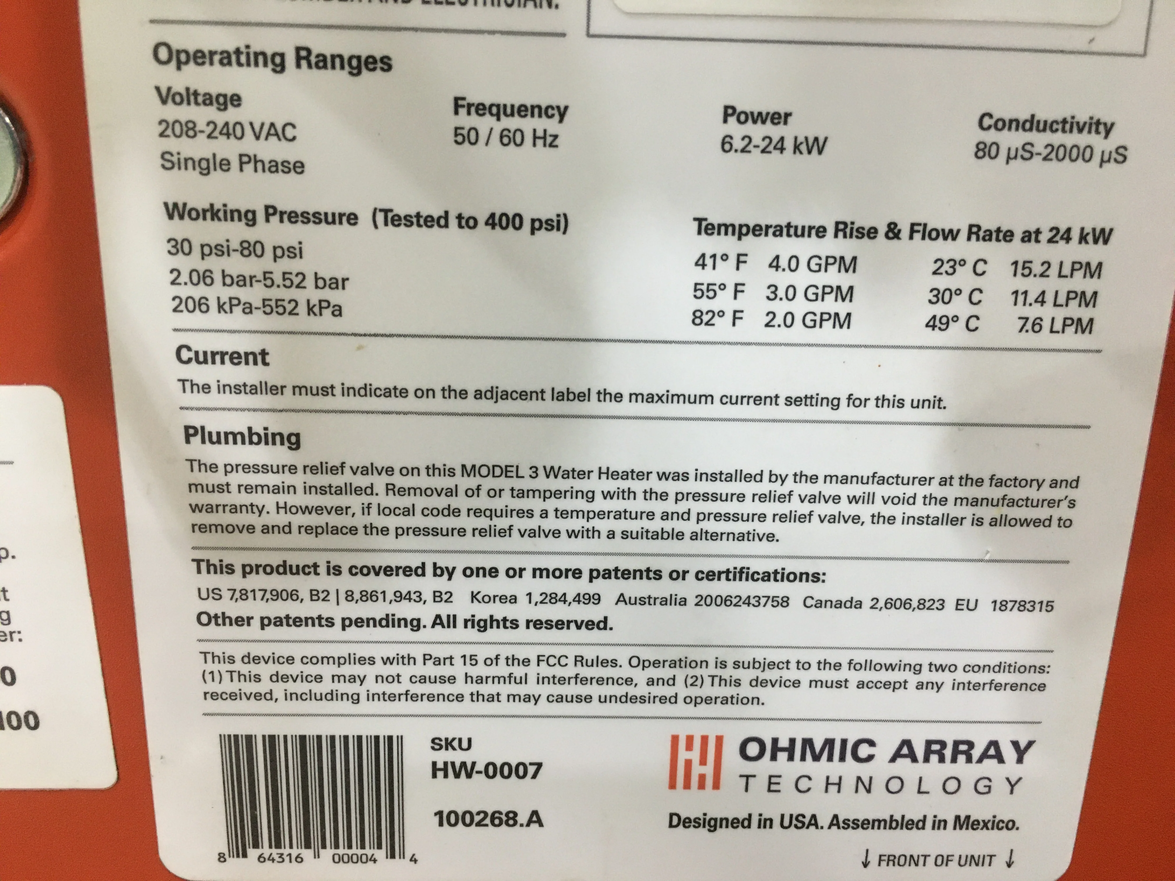 Model 3 Electric Tankless High Efficiency Smart Water Heater 208-240V, 30-100A, 6.2-24kW - Image 4