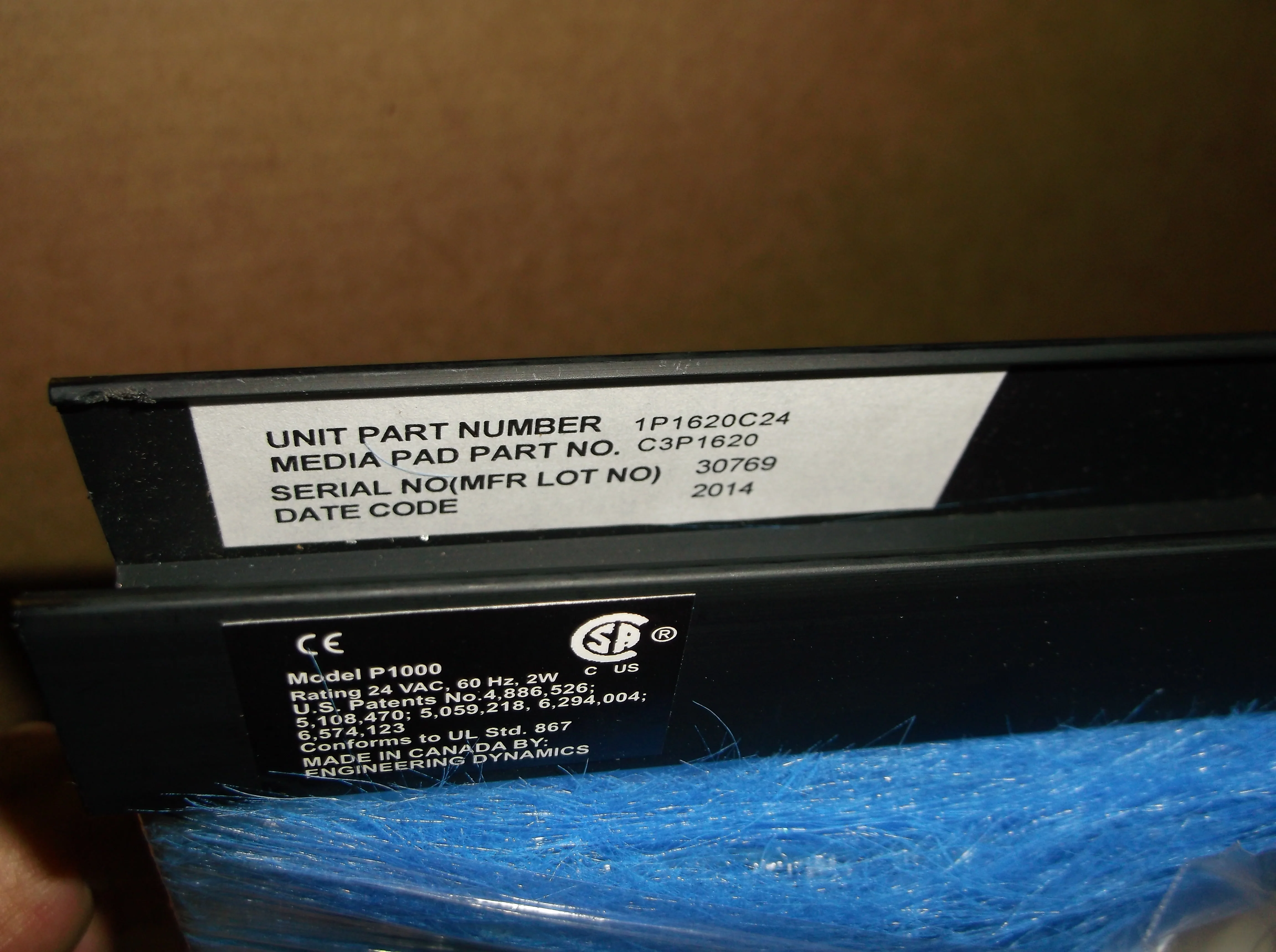 Polarized-Media Electronic Air Cleaner, 24 VAC, 60 Hertz, 2 Watt, 16"X 20" X 1" - Image 3